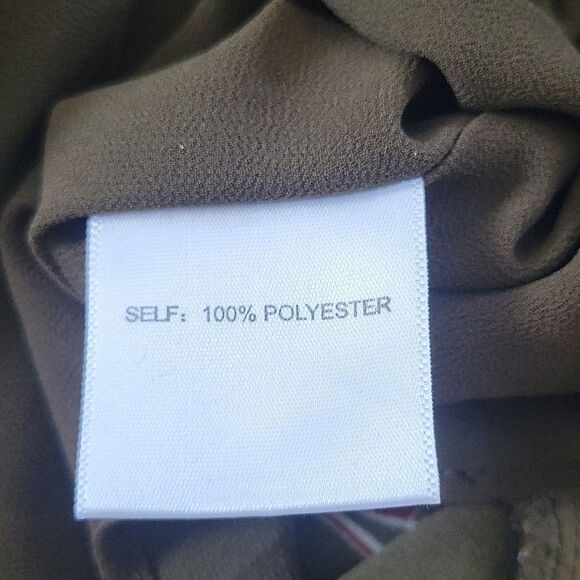 Large womens green fall theme sleeveless blouse BoHo flowy - Picture 8 of 10